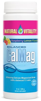 Natural Vitality, Balanced CalMag, Organic Raspberry-Lemon Flavor, 8 oz (226 g) ,والمكملات الغذائية، والمعادن، والكالسيوم والمغنيسيوم