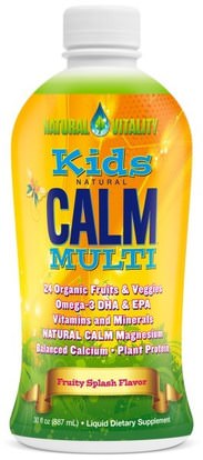 Natural Vitality, Kids Natural Calm Multi, Fruity Splash Flavor, 30 fl oz (887 ml) ,الفيتامينات، الهدوء الطبيعي
