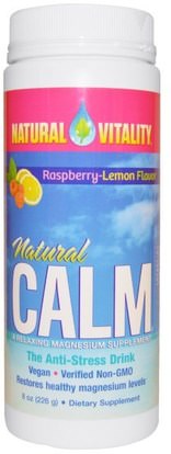Natural Vitality, Natural Calm, The Anti-Stress Drink, Organic Raspberry-Lemon Flavor, 8 oz (226 g) ,المكملات الغذائية، المعادن، المغنيسيوم، الهدوء الطبيعي