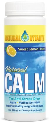 Natural Vitality, Natural Calm, The Anti-Stress Drink, Organic Sweet Lemon Flavor, 8 oz (226 g) ,المكملات الغذائية، المعادن، المغنيسيوم، الهدوء الطبيعي