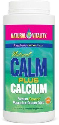 Natural Vitality, Natural Calm Plus Calcium, Organic Raspberry-Lemon Flavor, 16 oz (454 g) ,المكملات الغذائية، المعادن، الكالسيوم والمغنيسيوم، الهدوء الطبيعي
