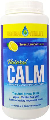 Natural Vitality, Natural Calm, The Anti-Stress Drink, Sweet Lemon Flavor, 16 oz (453 g) ,والصحة، والهدوء الطبيعي، ومكافحة الإجهاد