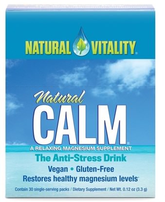 Natural Vitality, Natural Calm, The Anti-Stress Drink, Original (Unflavored), 30 Single-Serving Packs, 0.12 oz (3.3 g) ,والصحة، والهدوء الطبيعي، ومكافحة الإجهاد