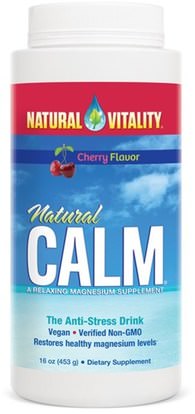 Natural Vitality, Natural Calm, The Anti-Stress Drink, Cherry Flavor, 16 oz (453 g) ,المكملات الغذائية، المعادن، المغنيسيوم، الهدوء الطبيعي