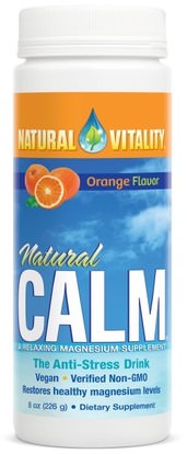 Natural Vitality, Natural Calm, The Anti-Stress Drink, Orange Flavor, 8 oz (226 g) ,المكملات الغذائية، المعادن، المغنيسيوم، الهدوء الطبيعي