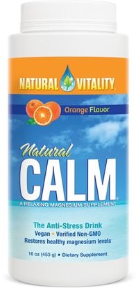 Natural Vitality, Natural Calm, The Anti-Stress Drink, Organic Orange Flavor, 16 oz (453 g) ,المكملات الغذائية، المعادن، المغنيسيوم، الهدوء الطبيعي