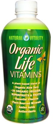 Natural Vitality, Organic Life Vitamins, Organic Raspberry-Cranberry Flavor, 30 fl oz (887 ml) ,الفيتامينات، الفيتامينات المتعددة، الفيتامينات السائلة