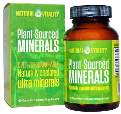 Natural Vitality, Plant-Sourced Minerals, 60 Capsules ,المكملات الغذائية، المعادن، المعادن المتعددة