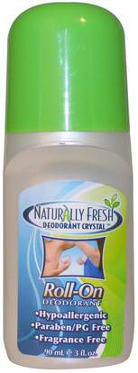 Naturally Fresh, Deodorant Crystal, Roll-On, Fragrance Free, 3 fl oz (90 ml) ,حمام، الجمال، مزيل العرق، لفة-- على مزيل العرق