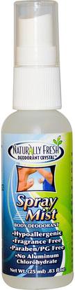 Naturally Fresh, Deodorant Crystal Spray Mist, Body Deodorant.83 fl oz (25 ml) ,حمام، الجمال، رذاذ مزيل العرق