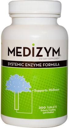 Naturally Vitamins, Medizym, Systemic Enzyme Formula, 200 Tablets ,المكملات الغذائية، الإنزيمات، الإنزيمات بروتين