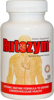 Naturally Vitamins, Rutozym, Systemic Enzyme Formula, 120 Enteric Coated Tablets ,المكملات الغذائية، ناتوكيناس، الصحة، ضغط الدم