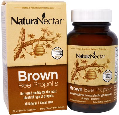 NaturaNectar, Brown Bee Propolis, 60 Veggie Caps ,المكملات الغذائية، منتجات النحل، دنج النحل