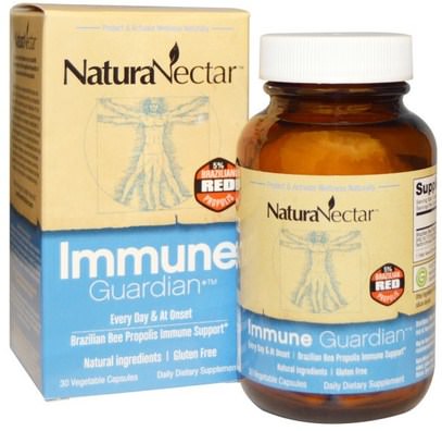 NaturaNectar, Immune Guardian, 30 Veggie Caps ,المكملات الغذائية، منتجات النحل، دنج النحل، الصحة، الانفلونزا الباردة والفيروسية، جهاز المناعة