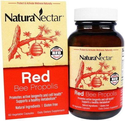NaturaNectar, Red Bee Propolis, 60 Veggie Caps ,المكملات الغذائية، منتجات النحل، دنج النحل