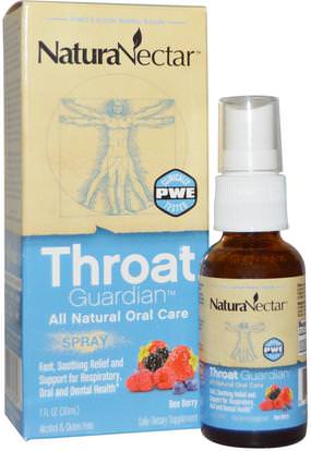 NaturaNectar, Throat Guardian Spray, Bee Berry, 1 fl oz (30 ml) ,والصحة، والانفلونزا الباردة والفيروسية، ورذاذ الرعاية الحلق