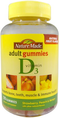 Nature Made, Adult Gummies, Vitamin D3, 90 Gummies ,الفيتامينات، فيتامين d3، فيتامين د غوميز