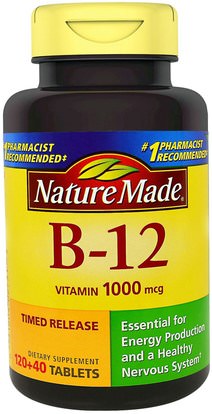 Nature Made, B-12 Vitamin, 1000 mcg, 160 Tablets ,الفيتامينات، فيتامين ب، فيتامين ب 12