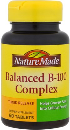 Nature Made, Balanced B-100 Complex, 60 Tablets ,الفيتامينات، فيتامين ب المعقدة، فيتامين ب المعقدة 100، فيتامين ب