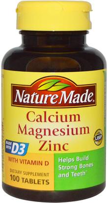 Nature Made, Calcium Magnesium Zinc, 100 Tablets ,المكملات الغذائية، والمعادن، والكالسيوم