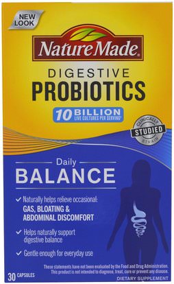 Nature Made, Digestive Probiotics, Daily Balance, 30 Capsules ,المكملات الغذائية، البروبيوتيك