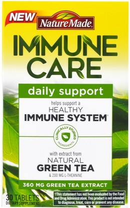 Nature Made, Immune Care, Daily Support, Green Tea Extract, 30 Tablets ,والمكملات الغذائية، والصحة، والدعم المناعي
