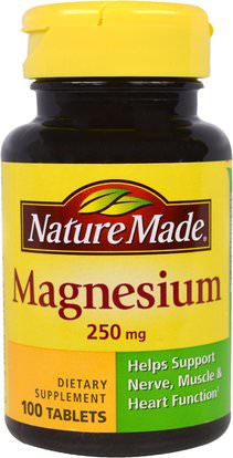 Nature Made, Magnesium, 250 mg, 100 Tablets ,المكملات الغذائية، المعادن، المغنيسيوم