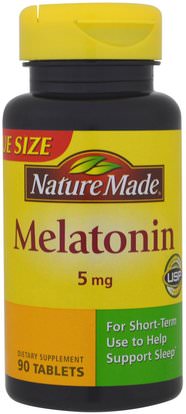 Nature Made, Melatonin, 5 mg, 90 Tablets ,والمكملات الغذائية، والنوم