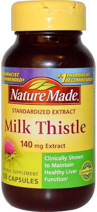 Nature Made, Milk Thistle, 140 mg Extract, 50 Capsules ,الصحة، السموم، الحليب الشوك (سيليمارين)