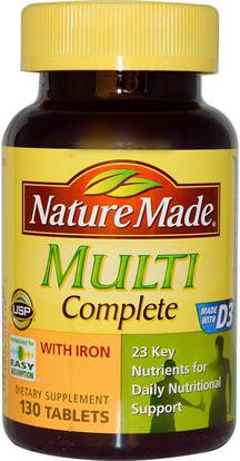 Nature Made, Multi Complete with Iron, 130 Tablets ,الفيتامينات، الفيتامينات