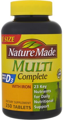Nature Made, Multi Complete, With Iron, 250 Tablets ,الفيتامينات، الفيتامينات