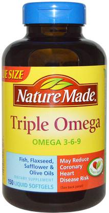 Nature Made, Triple Omega, 150 Liquid Softgels ,المكملات الغذائية، ايفا اوميجا 3 6 9 (إيبا دا)