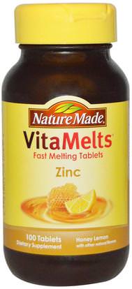Nature Made, VitaMelts, Zinc, Honey Lemon, 100 Tablets ,المكملات الغذائية، المعادن، الزنك معينات