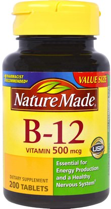 Nature Made, Vitamin B-12, 200 Tablets ,الفيتامينات، فيتامين ب، فيتامين ب 12