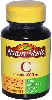 Nature Made, Vitamin C, 1000 mg, 60 Tablets ,الفيتامينات، وفيتامين ج، وفيتامين ج حمض الاسكوربيك