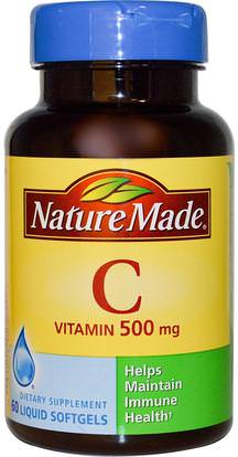 Nature Made, Vitamin C, 500 mg, 60 Liquid Softgels ,الفيتامينات، وفيتامين ج، وفيتامين ج حمض الاسكوربيك