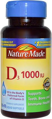 Nature Made, Vitamin D3, 1000 IU, 90 + 10 Liquid Softgels ,الفيتامينات، فيتامين d3