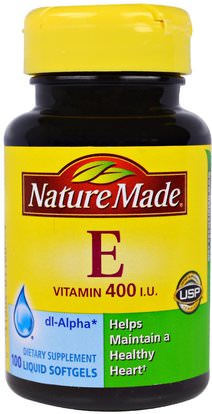 Nature Made, Vitamin E, 400 IU, 100 Liquid Softgels ,الفيتامينات، فيتامين e