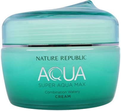 Nature Republic, Aqua, Super Aqua Max, Combination Watery Cream, 2.70 fl oz (80 ml) ,حمام، الجمال، العناية بالوجه، الكريمات المستحضرات، الأمصال