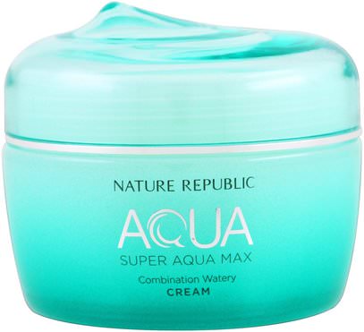Nature Republic, Aqua, Super Aqua Max, Combination Watery Cream, 2.70 fl oz (80 ml) ,الجمال، العناية بالوجه