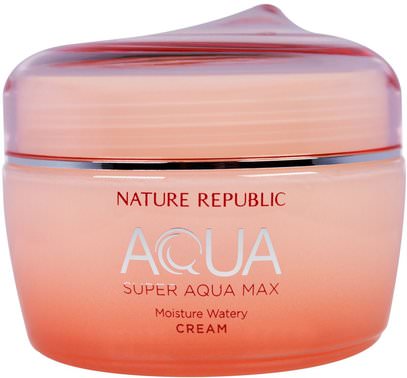 Nature Republic, Aqua, Super Aqua Max, Moisture Watery Cream, 2.70 fl oz (80 ml) ,الجمال، العناية بالوجه