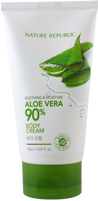 Nature Republic, Soothing & Moisture Aloe Vera, 90% Body Cream, 5.07 fl oz (150 ml) ,حمام، الجمال، الألوة فيرا كريم محلول هلام