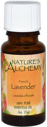 Natures Alchemy, 100% Pure Natural Essential Oil, French Lavender.5 oz (15 ml) ,حمام، الجمال، الزيوت العطرية الزيوت، زيت الخزامى