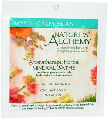 Natures Alchemy, Aromatheraphy Herbal Mineral Baths, Calm Seas, Trial Size, 1 oz ,حمام، الجمال، أملاح الاستحمام