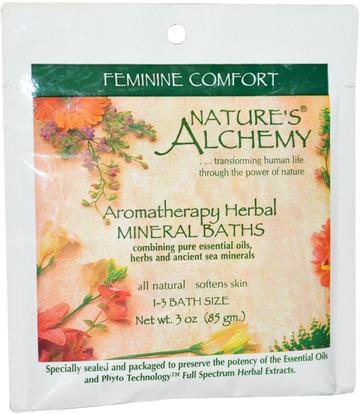 Natures Alchemy, Aromatherapy Herbal Mineral Baths Feminine Comfort, 3 oz (85 g) ,حمام، الجمال، أملاح الاستحمام