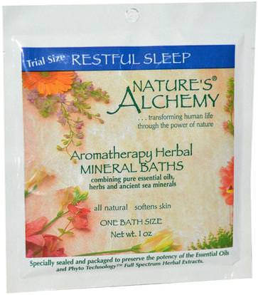 Natures Alchemy, Aromatherapy Herbal Mineral Baths, Restful Sleep, Trial Size, 1 oz ,حمام، الجمال، أملاح الاستحمام