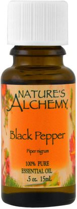 Natures Alchemy, Black Pepper, Essential Oil.5 oz (15 ml) ,حمام، الجمال، الزيوت العطرية الزيوت