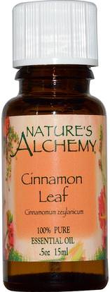 Natures Alchemy, Cinnamon Leaf, Essential Oil.5 oz (15 ml) ,حمام، الجمال، الزيوت العطرية الزيوت، زيت القرفة