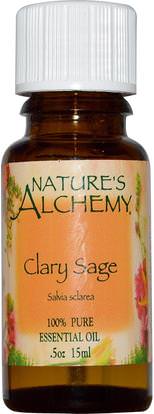 Natures Alchemy, Clary Sage, Essential Oil.5 oz (15 ml) ,حمام، الجمال، الزيوت العطرية الزيوت، كلاري زيت حكيم