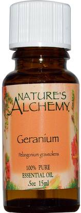 Natures Alchemy, Geranium, Essential Oil, 0.5 oz (15 ml) ,حمام، الجمال، الزيوت العطرية الزيوت، زيت إبرة الراعي